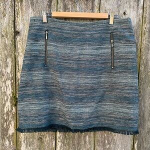 Ann Taylor Loft - Striped Tweed Skirt with Fringe Hem - Fully lined -size 14